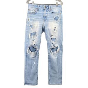 American Eagle Airflex+ Move Free Slim Jeans Mens 28x28 Blue Distressed